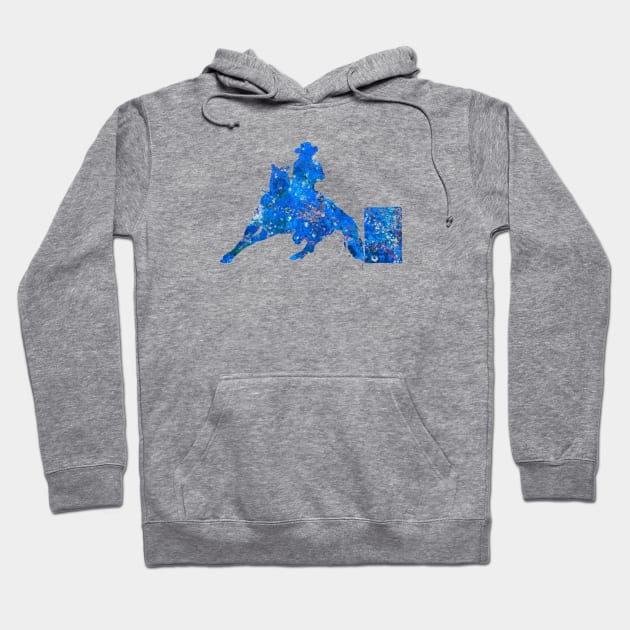 Barrel racing rider blue art Hoodie by Yahya Art